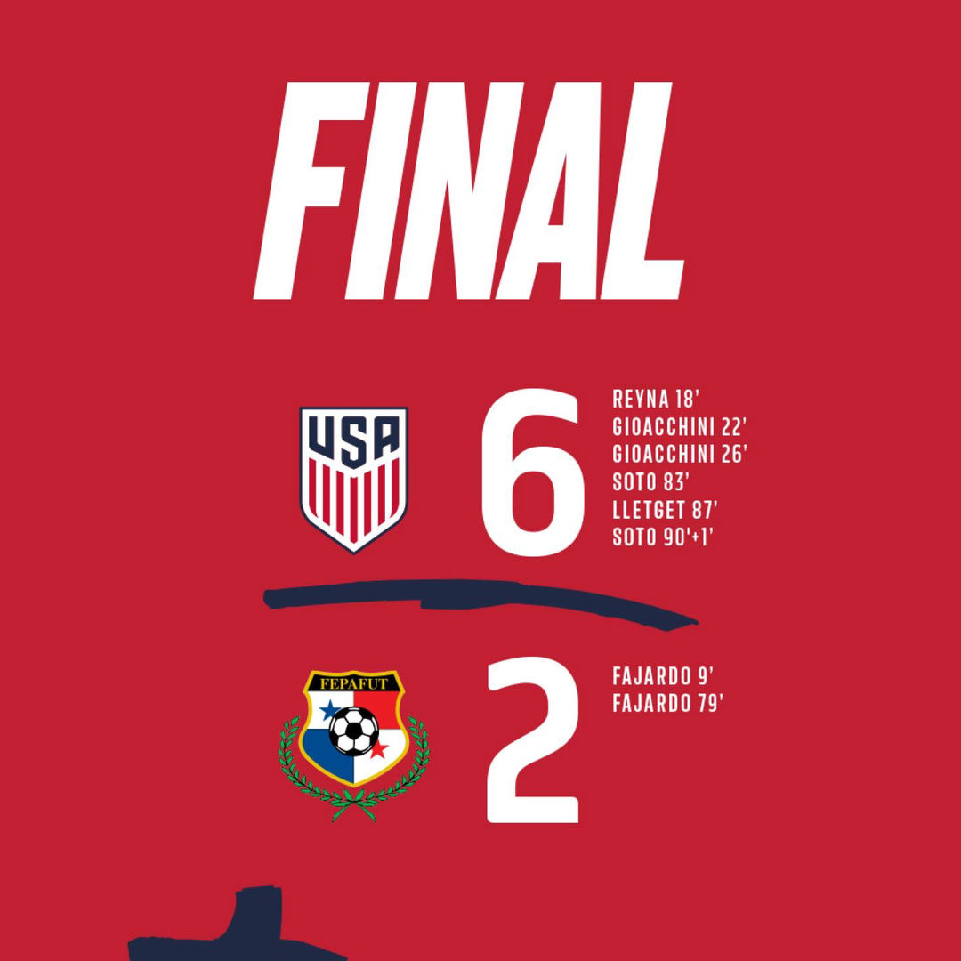 USMNT 6 Panama 2 Match Report Stats
