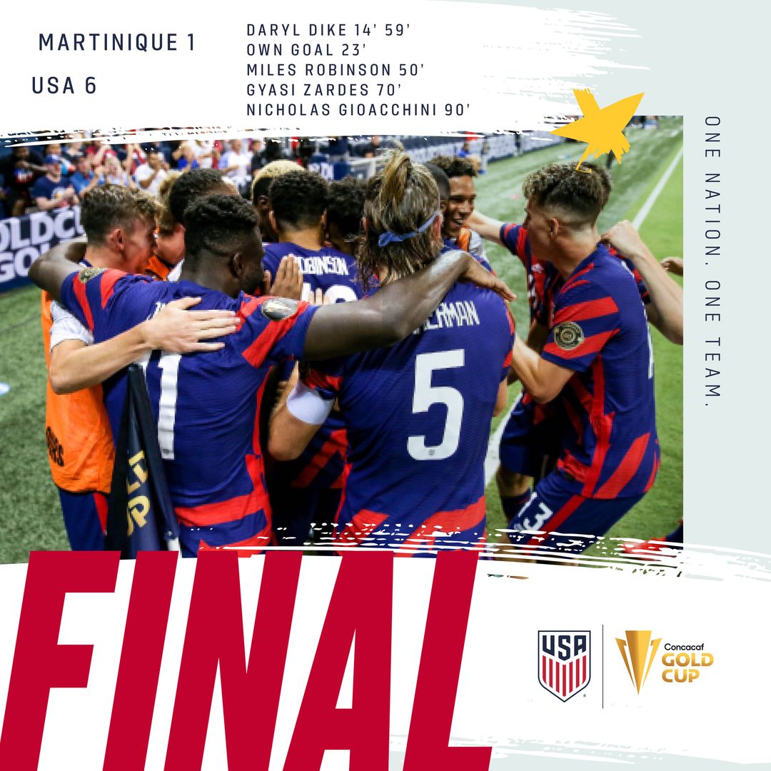 Daryl Dike Paces U.S. Men’s National Team in 6-1 Rout Of Martinique in Concacaf Gold Cup Group Stage
