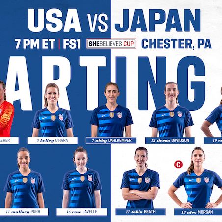 Lineup Notes USA Kicks Off PreWorld Cup Domestic Schedule vs Japan at 2019 SheBelieves Cup
