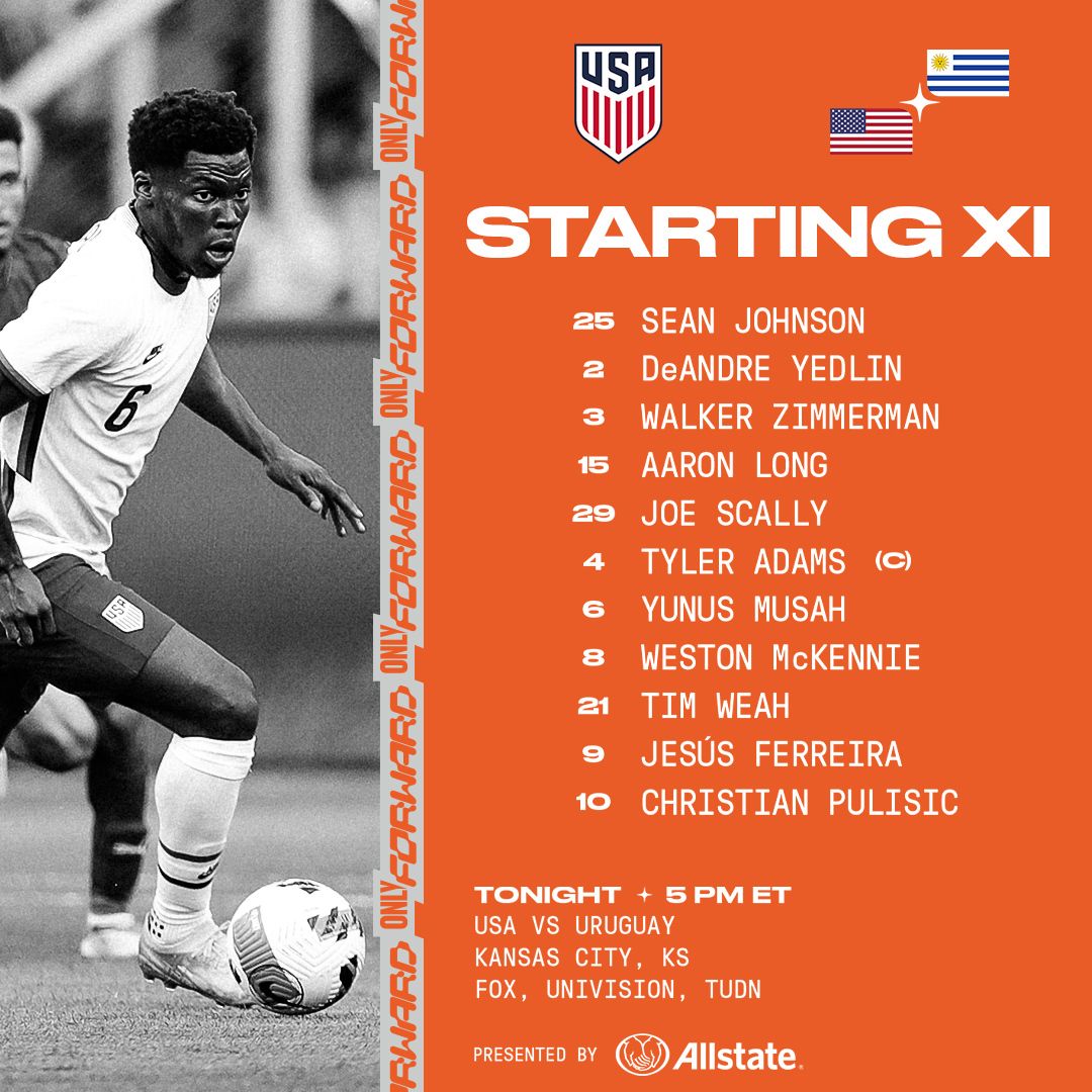 International Friendly USMNT vs Uruguay Starting XI Lineup Notes TV Channels Start Time