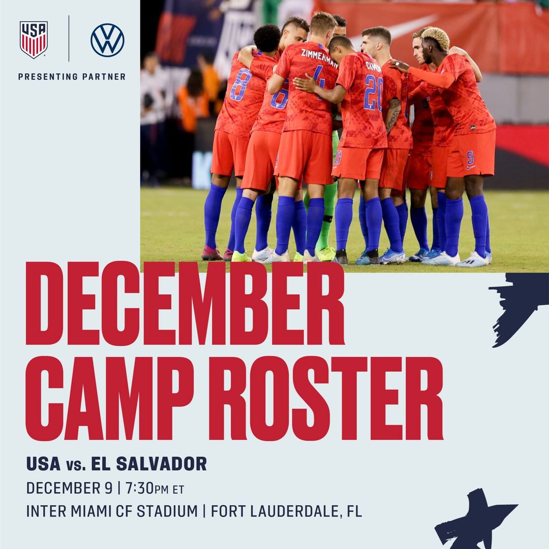 Berhalter Calls 22 Players ahead of USA El Salvador on Dec 9 in Ft Lauderdale