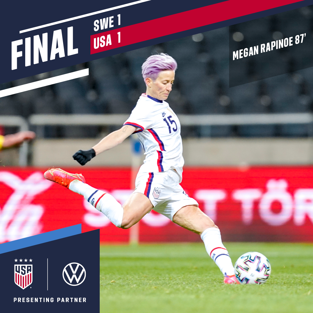Late Megan Rapinoe Penalty Kick Secures 1-1 Comeback Draw With Sweden