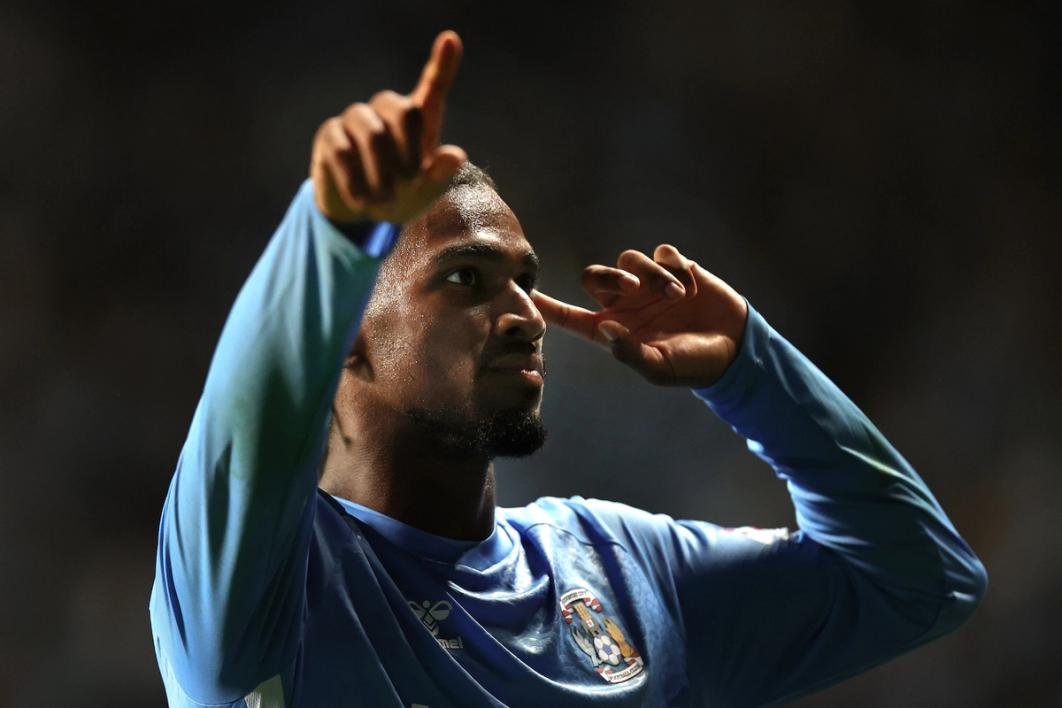 Haji Wright celebrates a goal for Coventry City
