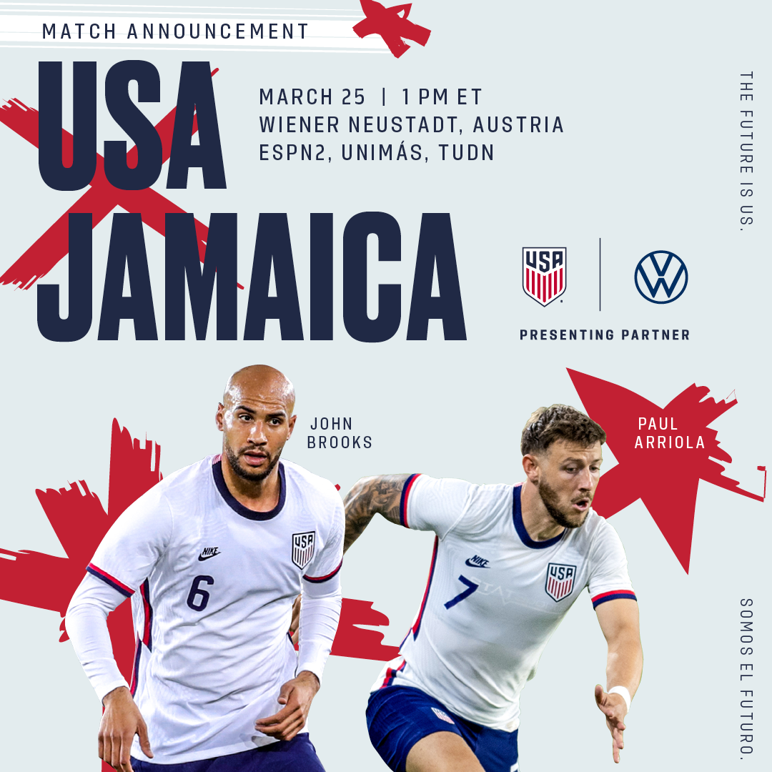 U.S. Men’s National Team to Face CONCACAF Foe Jamaica on March 25 in Austria in First Match of European Trip
