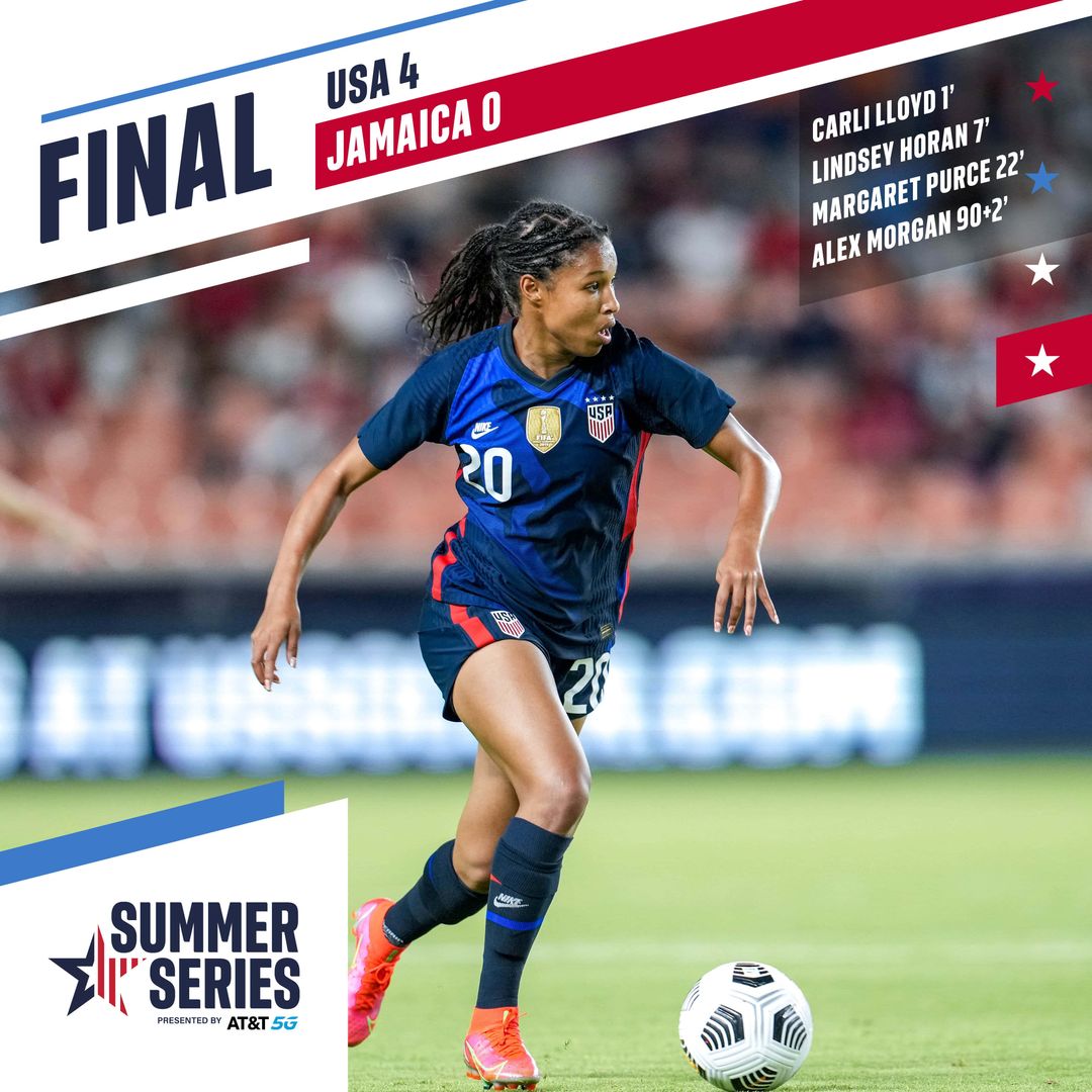 U.S. Women’s National Team Tops Jamaica 4-0 in Second Match of 2021 WNT Summer Series, Presented by AT&T 5G