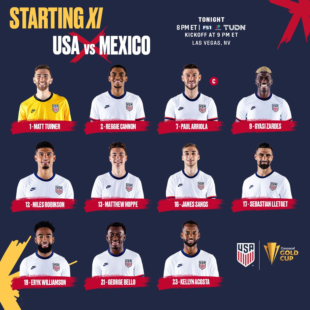 2021 Concacaf Gold Cup Final: USA vs Mexico - Starting XI, Lineup Notes, TV Channels & Start Time