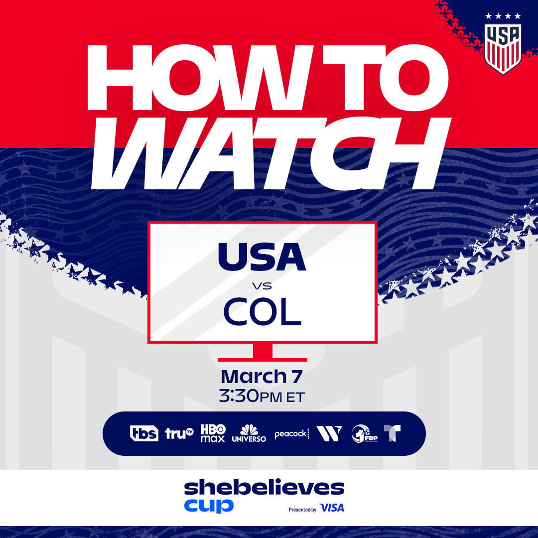 How to Watch: USWNT vs. Colombia on Saturday, March 7 in Harrison, New Jersey