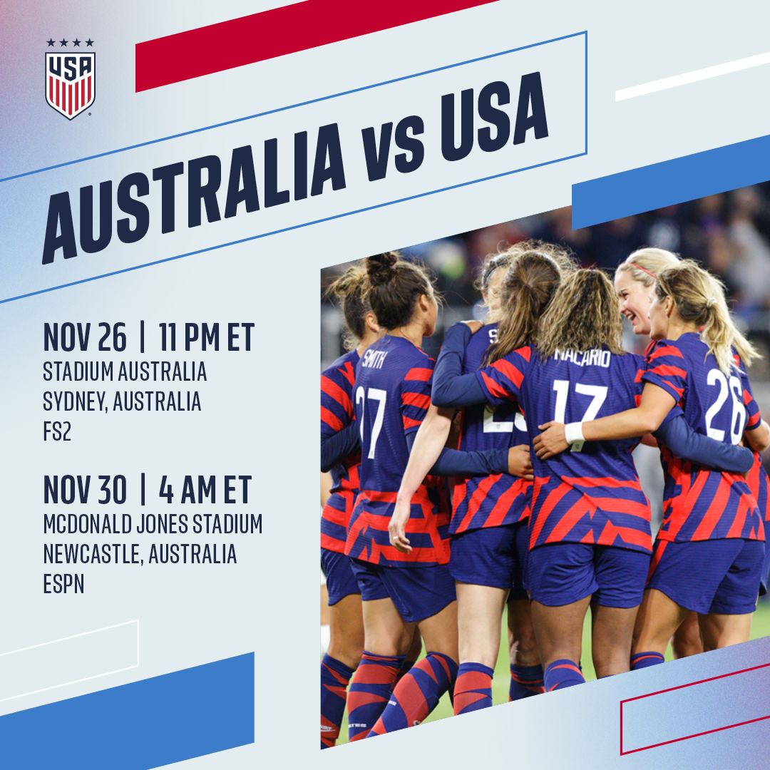 U.S. Women’s National Team Will Finish 2021 Schedule With Two Matches Against Australia