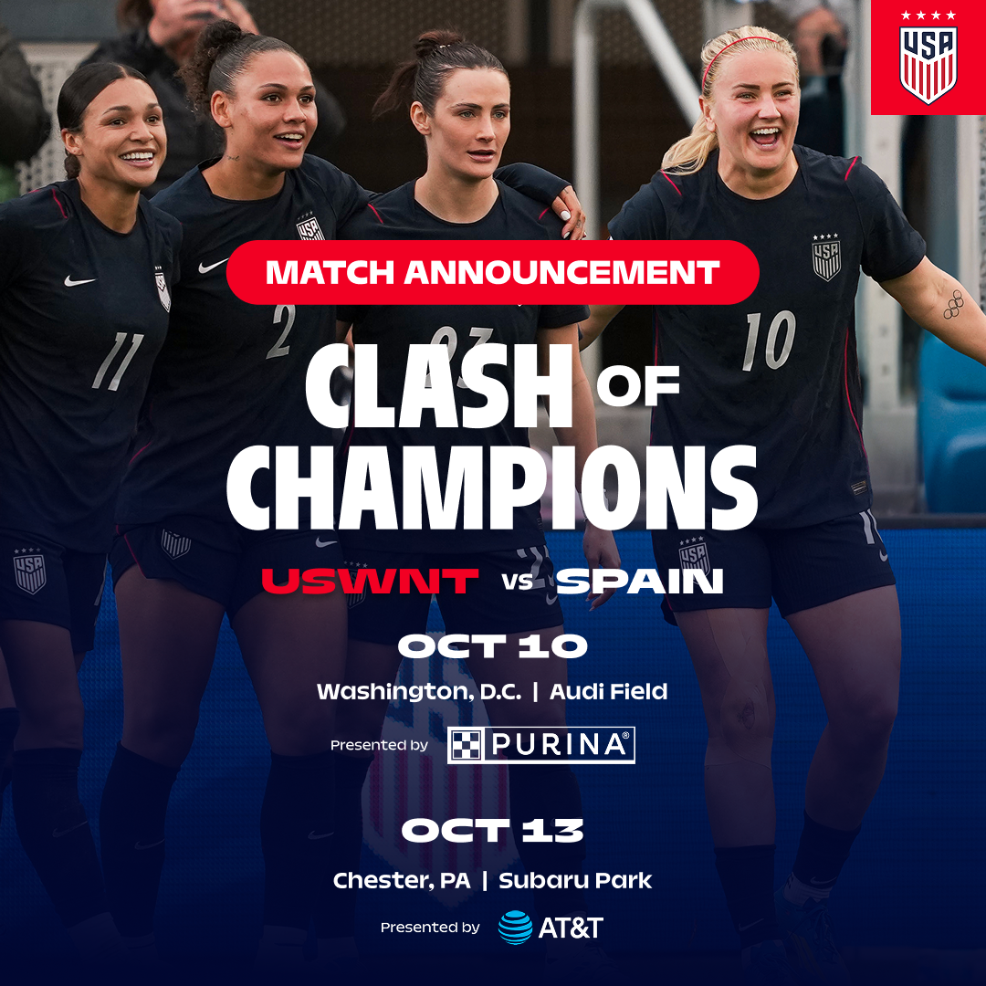 U.S. Women's National Team Will Face World No. 1 Spain in Two October Matches