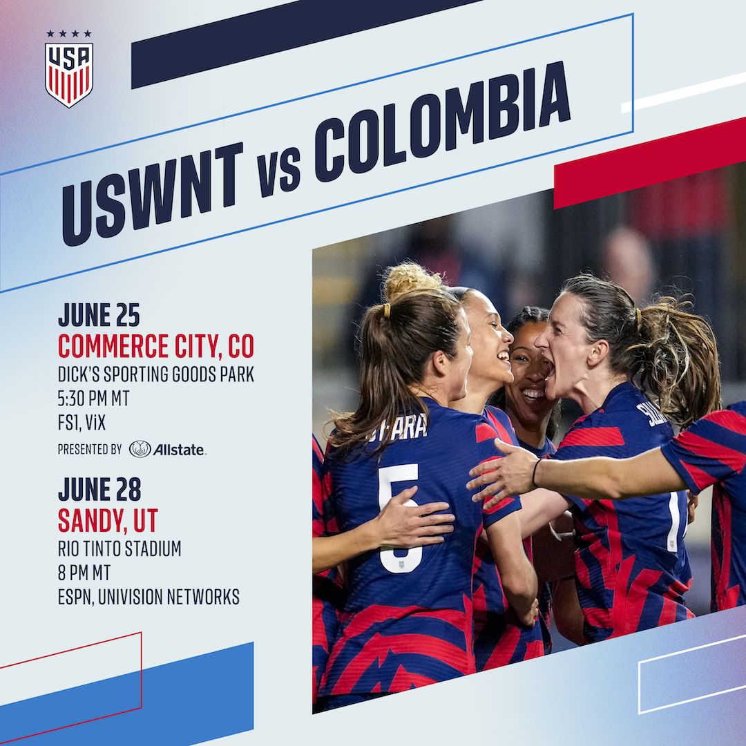 USWNT to Face Colombia in June Friendlies in Commerce City Colorado and Sandy Utah