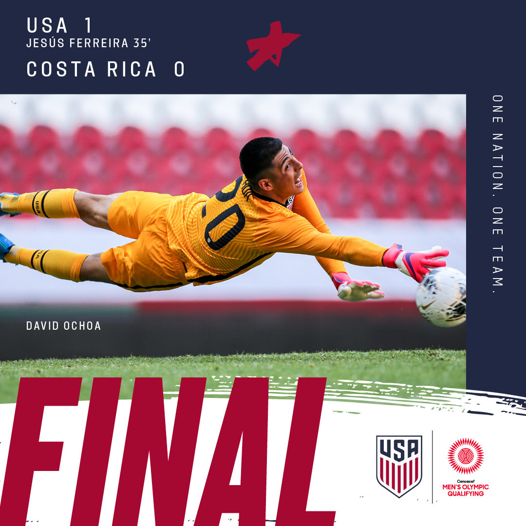 U.S. Under-23 Men’s National Team Takes Down Costa Rica 1-0 to Open Concacaf Olympic Qualifying Championship
