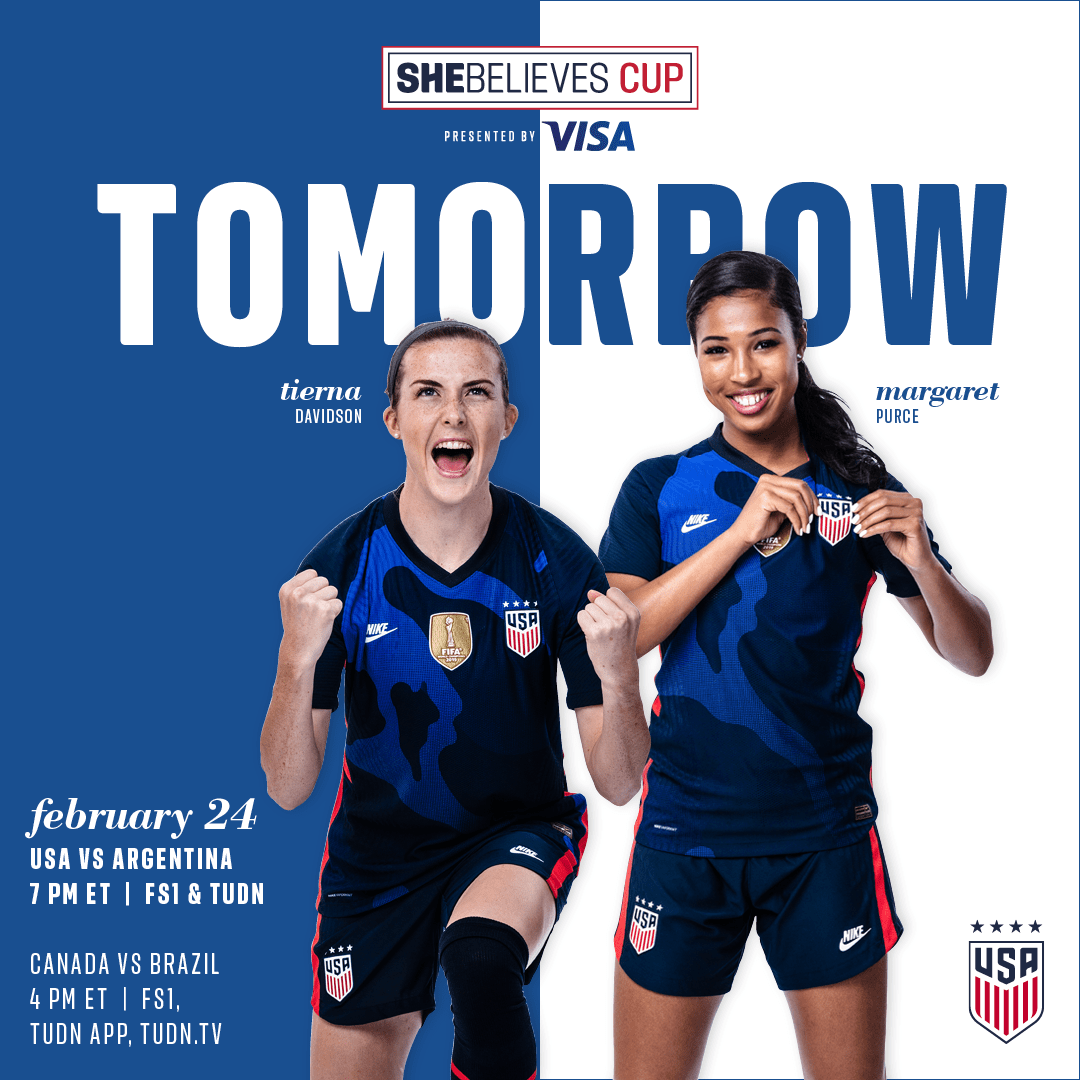 USA FACES ARGENTINA, SEEKS FOURTH TOURNAMENT TITLE IN FINALE OF 2021 SheBelieves Cup, Presented by Visa