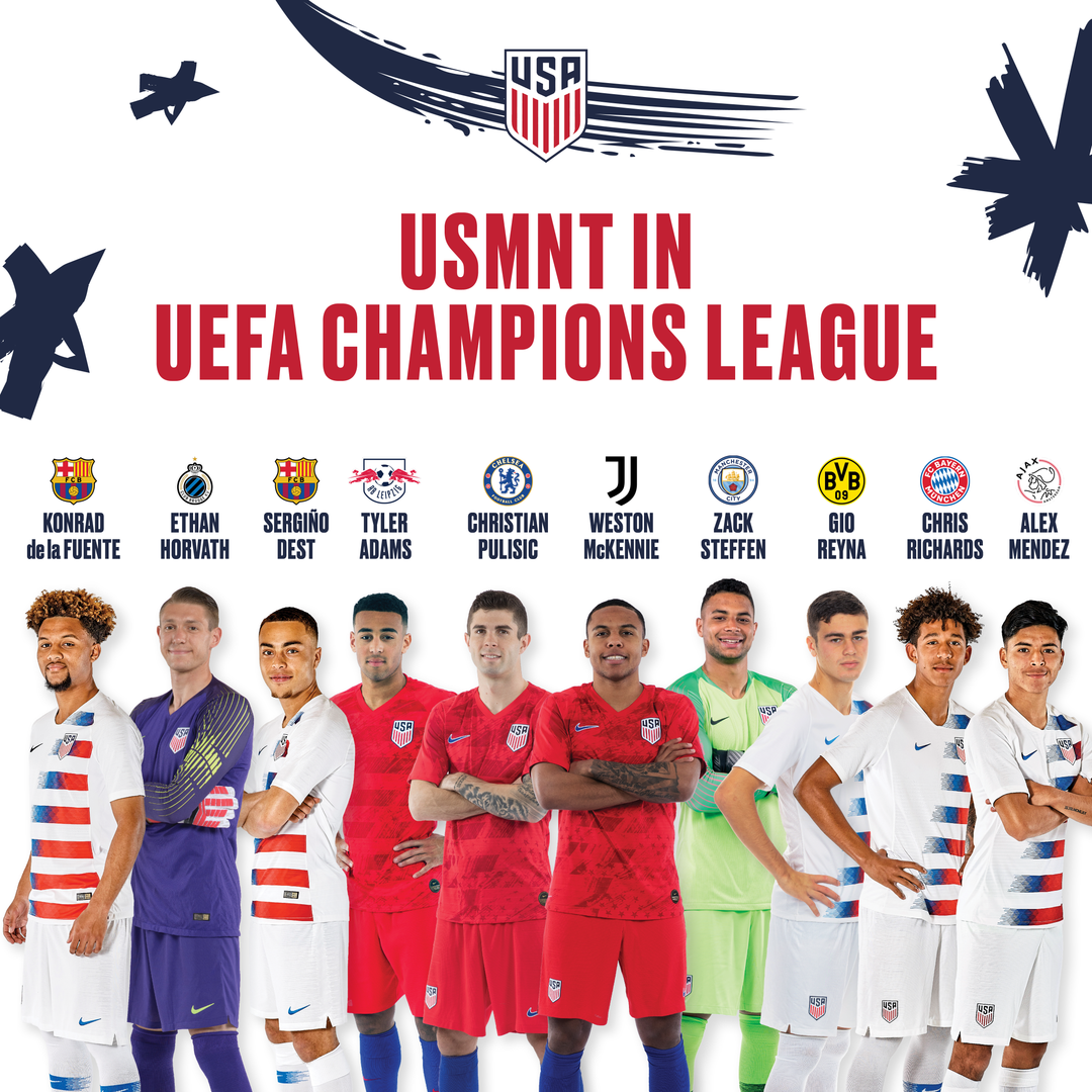 Pulisic McKennie Adams Dest and Reyna Headline List of 10 USMNT Players on Champions League Squads