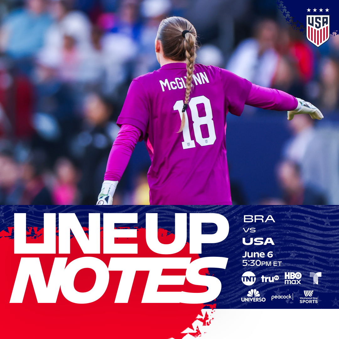 USWNT vs. Brazil: Starting XI & Lineup Notes on Saturday, June 6 in São Paulo, Brazil