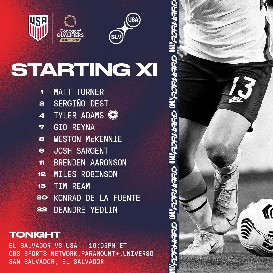 2022 Concacaf World Cup Qualifying: USA vs. El Salvador - Starting XI, Lineup Notes, TV Channels & Start Time