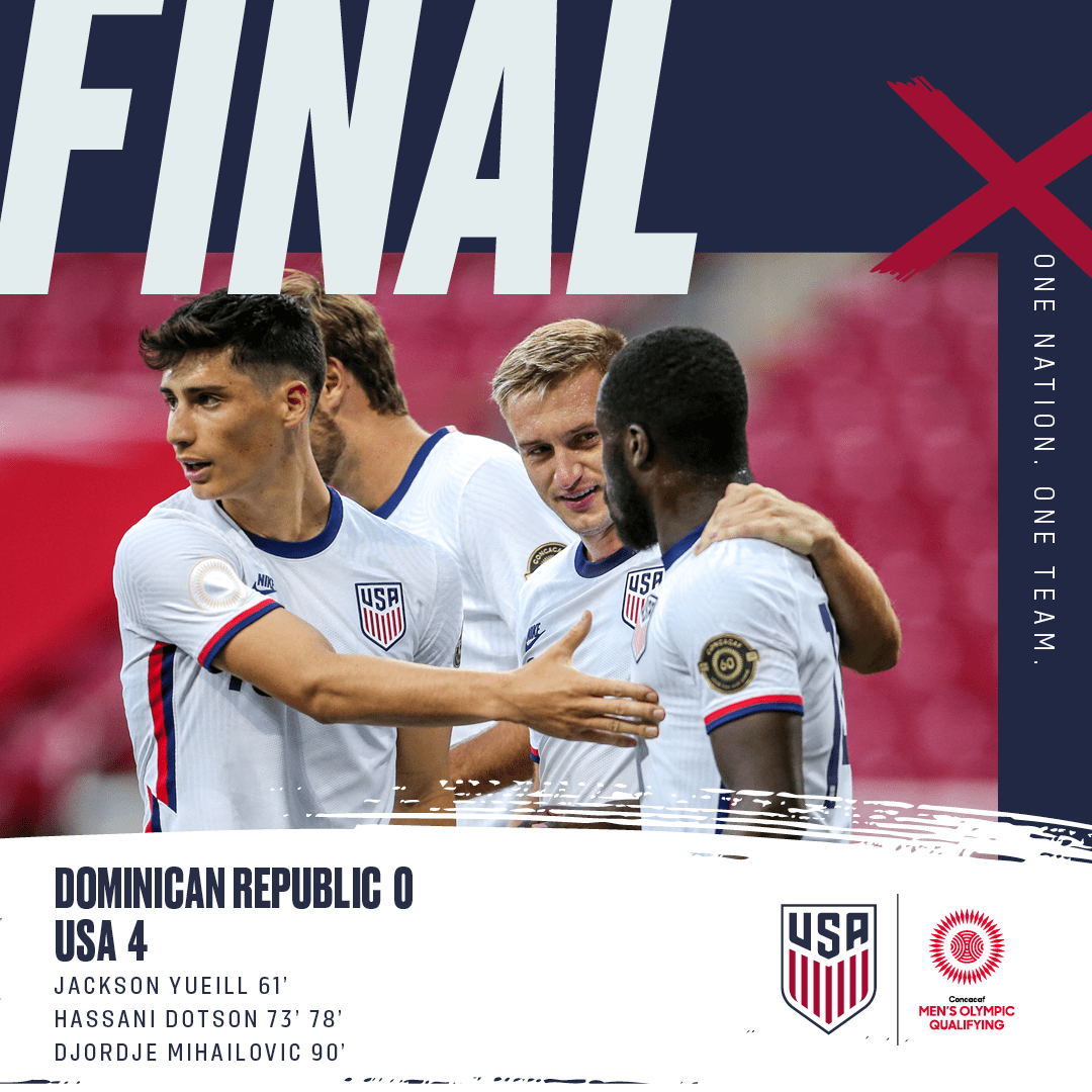 Second-half Surge Boosts U-23 USMNT to 4-0 Win Vs. Dominican Republic and Semifinal Berth at Concacaf Men’s Olympic Qualifying Championship