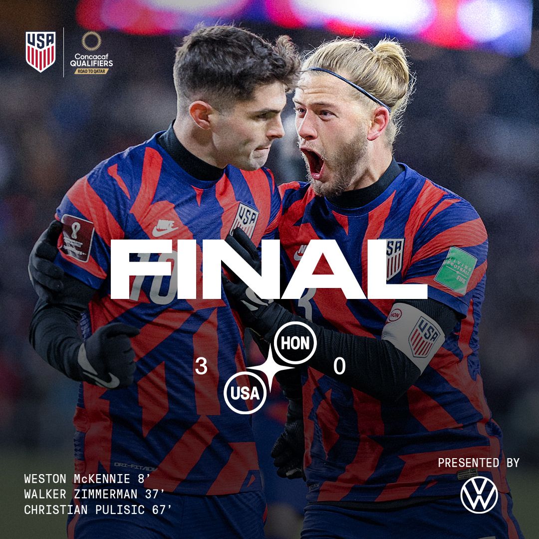 2022 Concacaf World Cup Qualifying USA 3 Honduras 0 Match Report Stats Standings