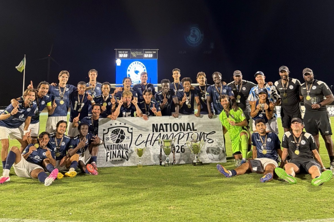 Pensacola FC celebrates its first national title after defeating Iron Rose FC in The League for Clubs National Championship | Photo courtesy The League for Clubs