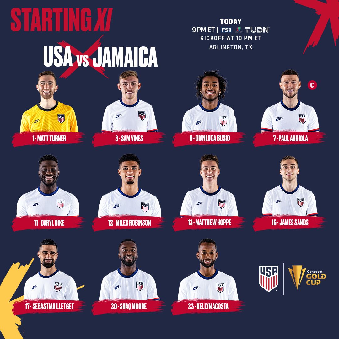 2021 Concacaf Gold Cup Quarterfinal: USA vs Jamaica - Starting XI, Lineup Notes, TV Channels & Start Time