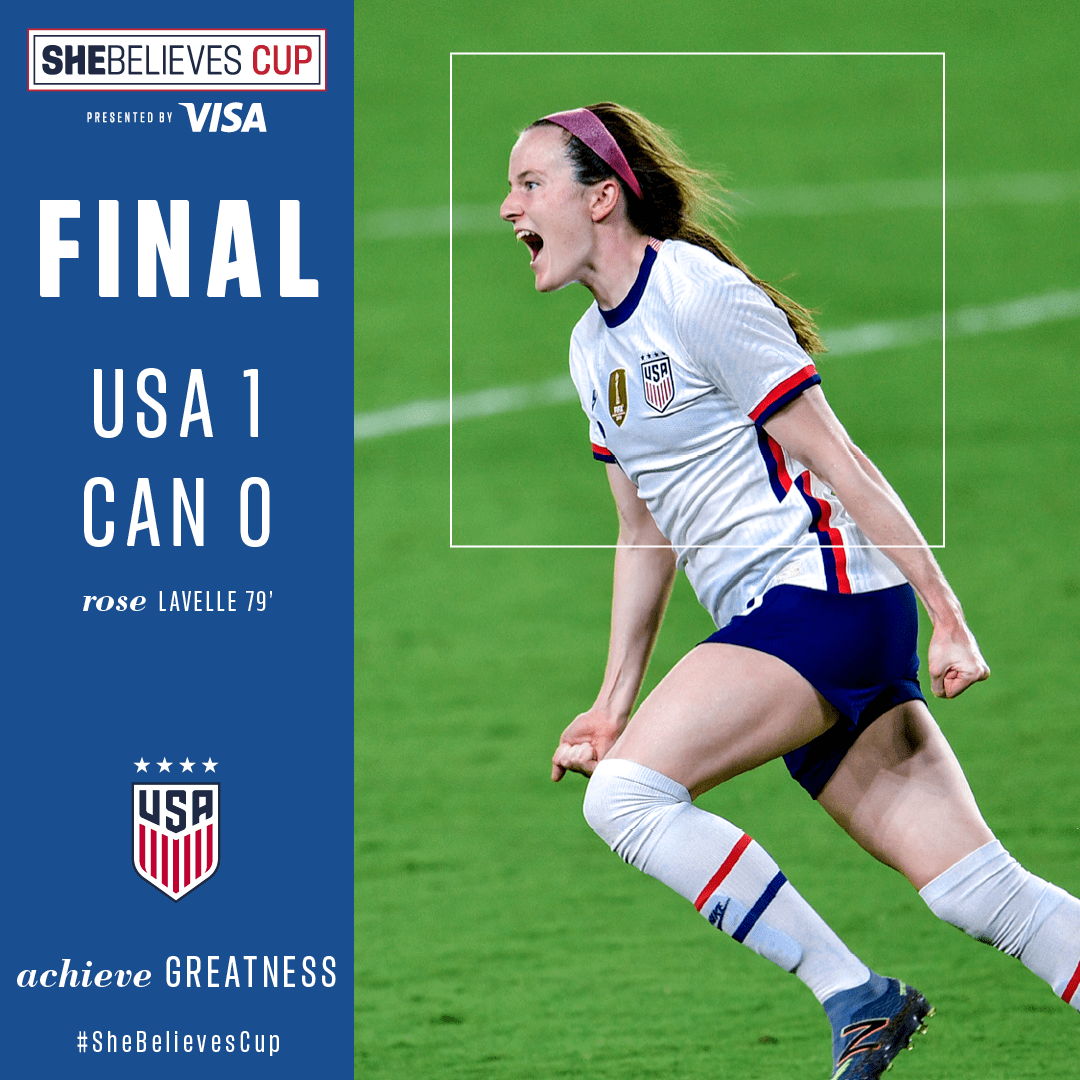 U.S. Women’s National Team Opens 2021 Shebelieves Cup Presented by Visa With 1-0 Victory Against Canada on a Late Goal From Rose Lavelle