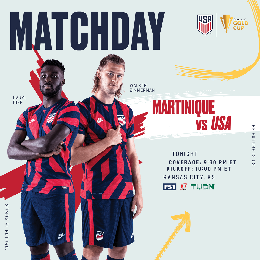 U.S. Men’s National Team Continues 2021 Concacaf Gold Cup Against Martinique