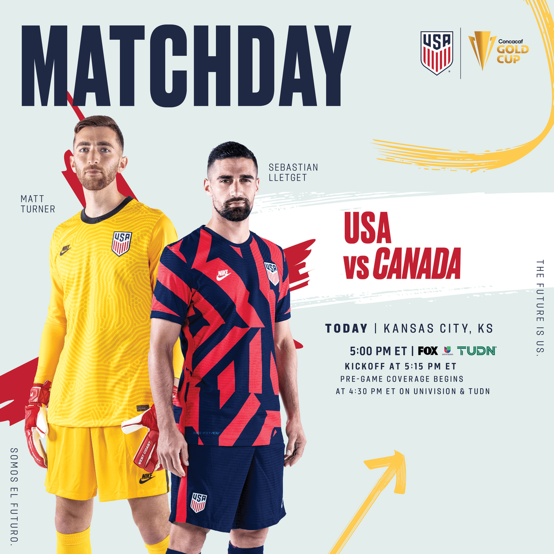 U.S. Men’s National Team Vies for First Place in Group B of 2021 Concacaf Gold Cup Against Canada