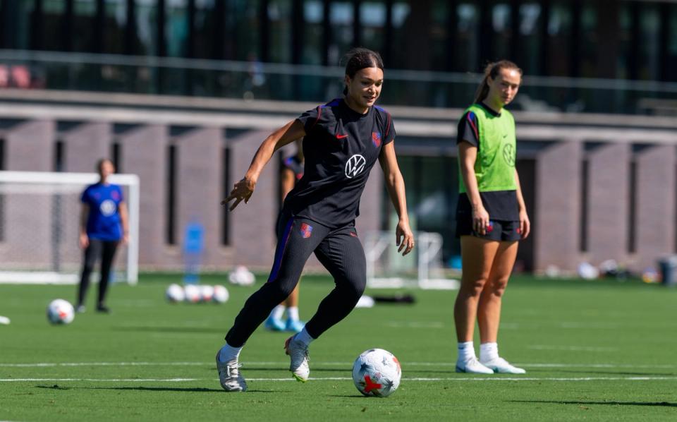 Sophia Wilson trains with the U.S. Women's National Team at the U.S. Soccer National Training Center ahead of the matches against Spain.