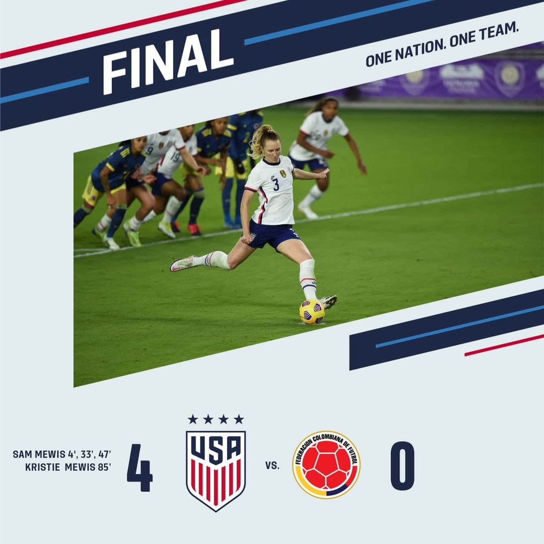 Samantha Mewis Hat Trick Leads U.S. Women’s National Team to a 4-0 Victory Against Colombia to Kick Off 2021