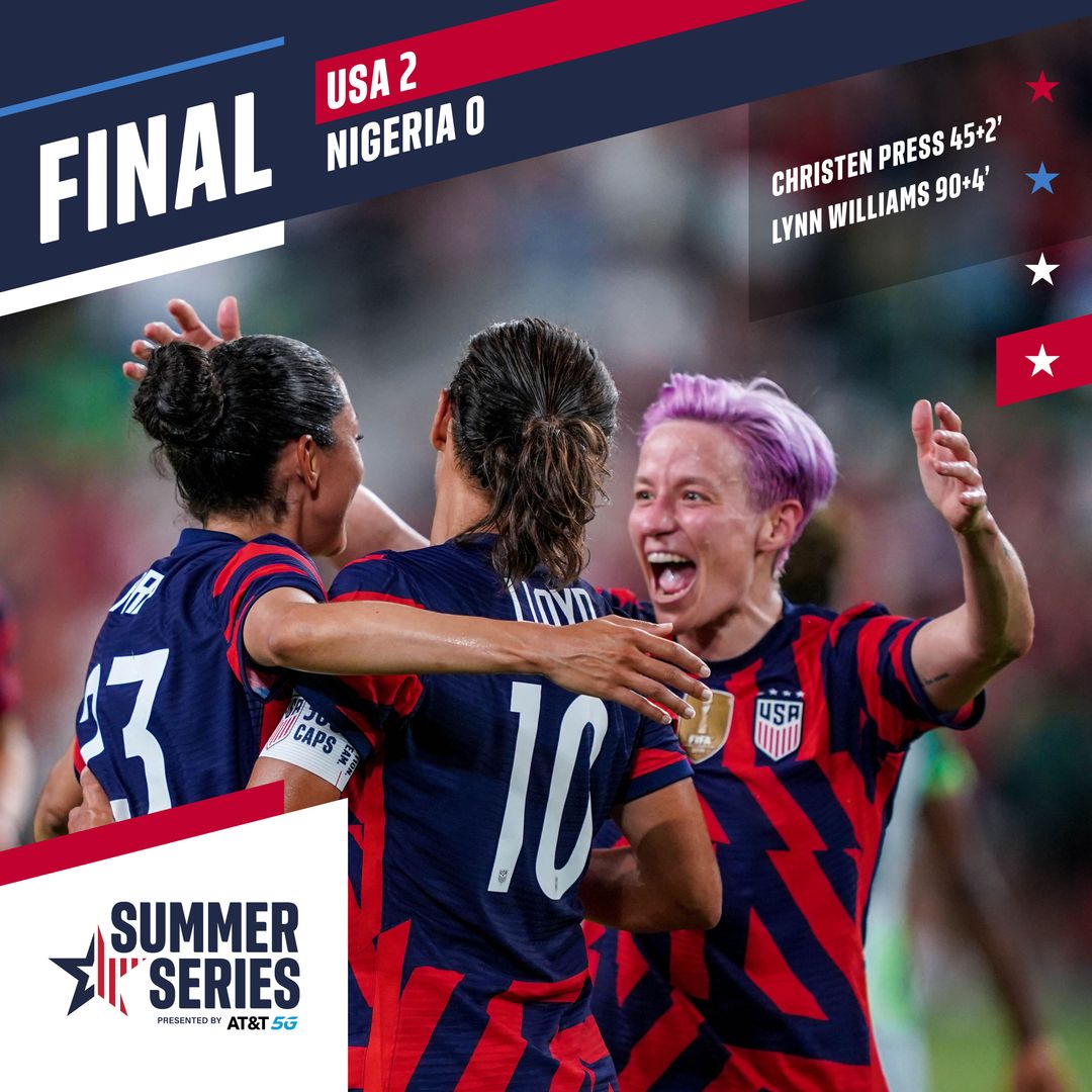 U.S. Women’s National Team Opens Q2 Stadium in Austin With 2-0 Win Vs. Nigeria in Final Match of 2021 WNT Summer Series, Presented by AT&T 5G
