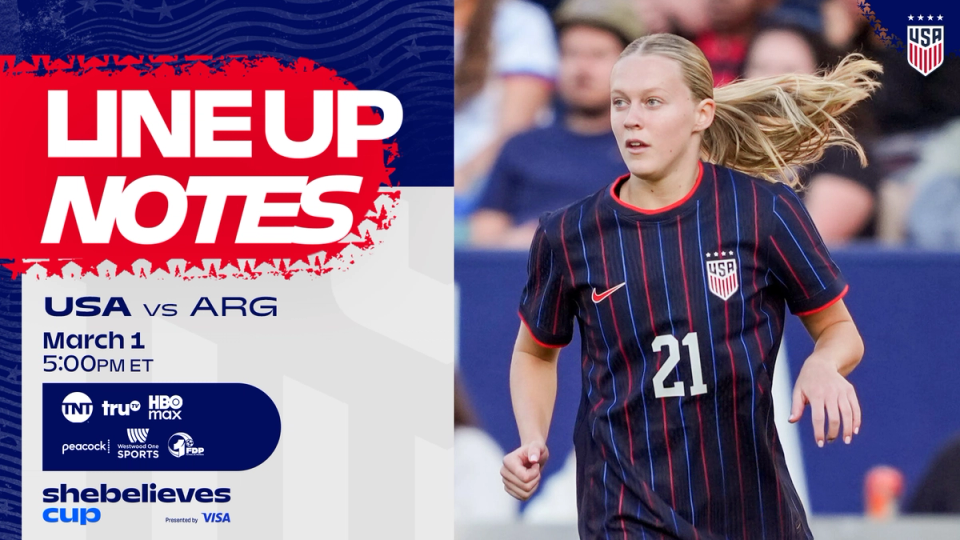 USWNT vs. Argentina: Starting XI & Lineup Notes on Sunday, March 1 in Nashville, Tennessee