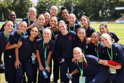 Womens Youth National Team players pose for a picture during training