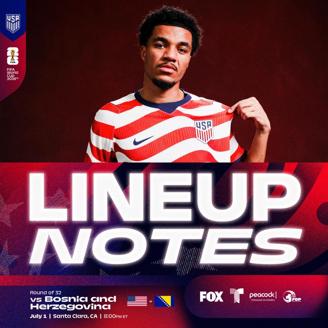 Starting XI & Lineup Notes: USMNT vs. Bosnia and Herzegovina