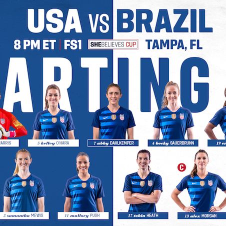 Lineup Notes USA vs Brazil Wrap Up 2019 SheBelieves Cup in Tampa