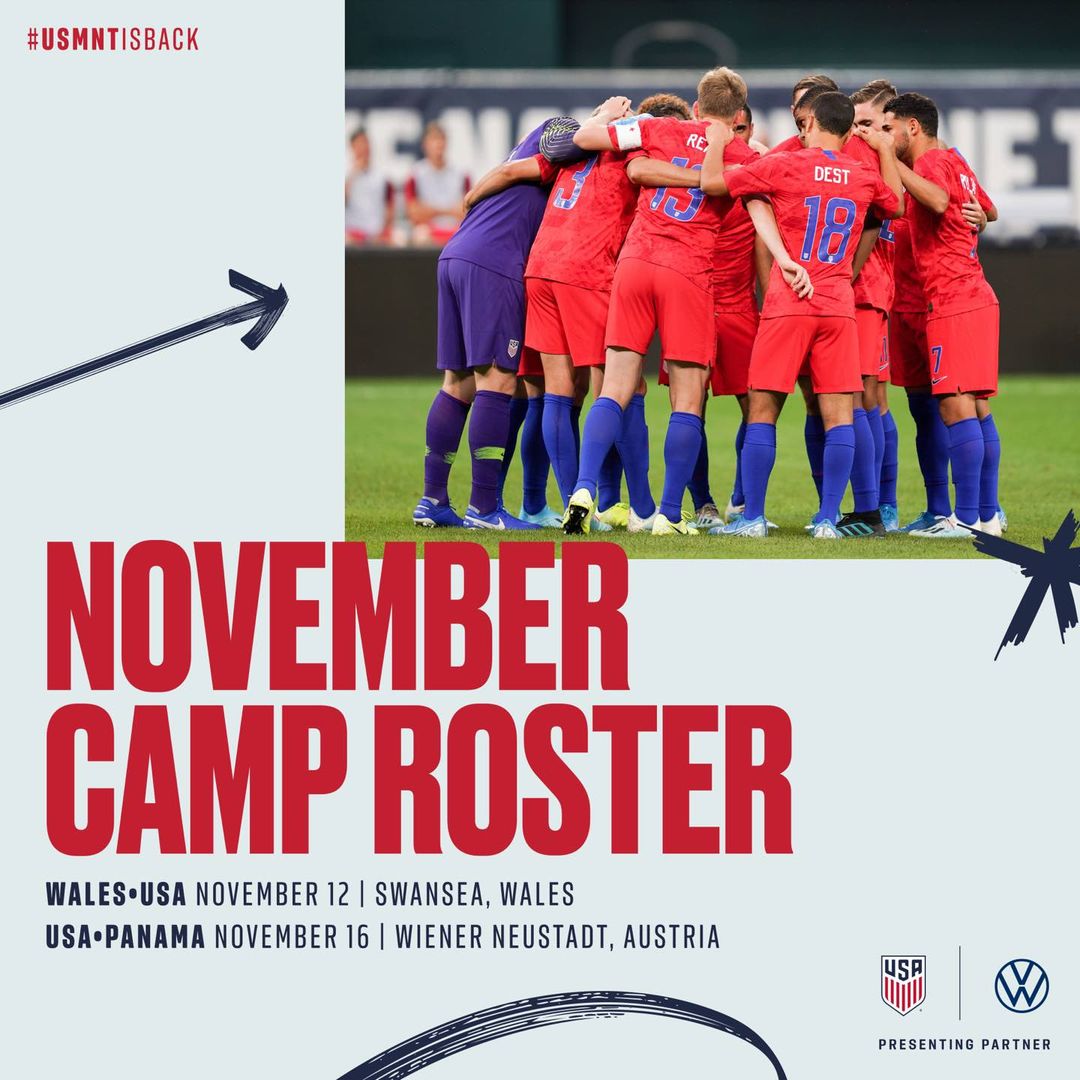 usmnt roster announcement berhalter 24 players november camp friendlies wales panama