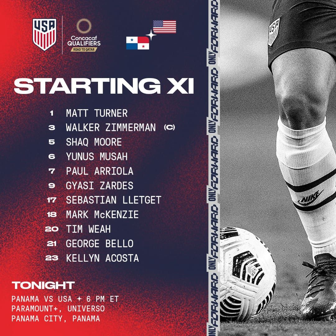 2022 Concacaf World Cup Qualifying: USA vs. Panama - Starting XI, Lineup Notes, TV Channels & Start Time