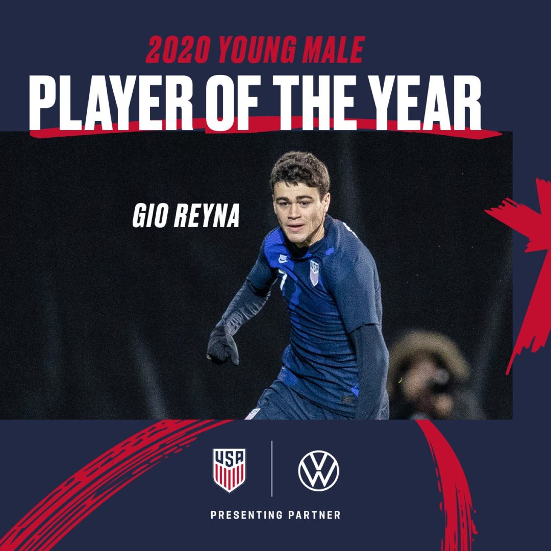 Gio Reyna Wins 2020 U.S. Soccer Young Male Player of the Year Award